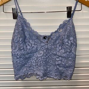 Express Blue Lace Crop Top